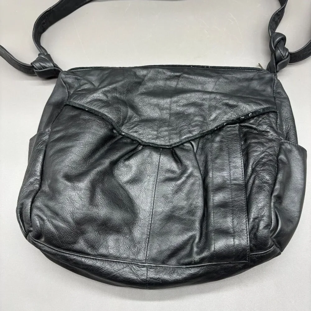 Black Leather Concealed Carry Hobo Shoulder Bag CCW Purse Removable Holster